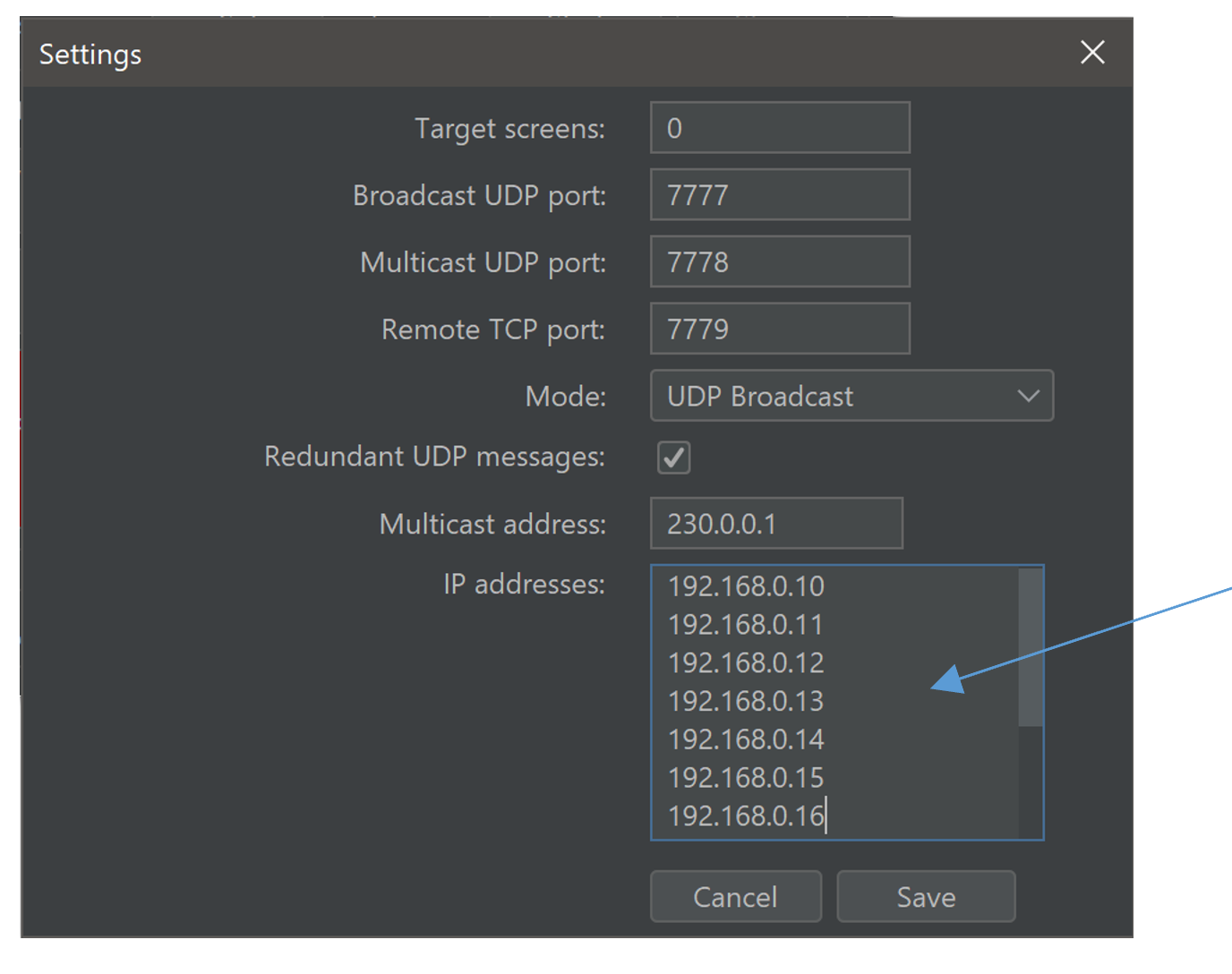 Screenshot of ExtraPPT Controller with TCP settings.