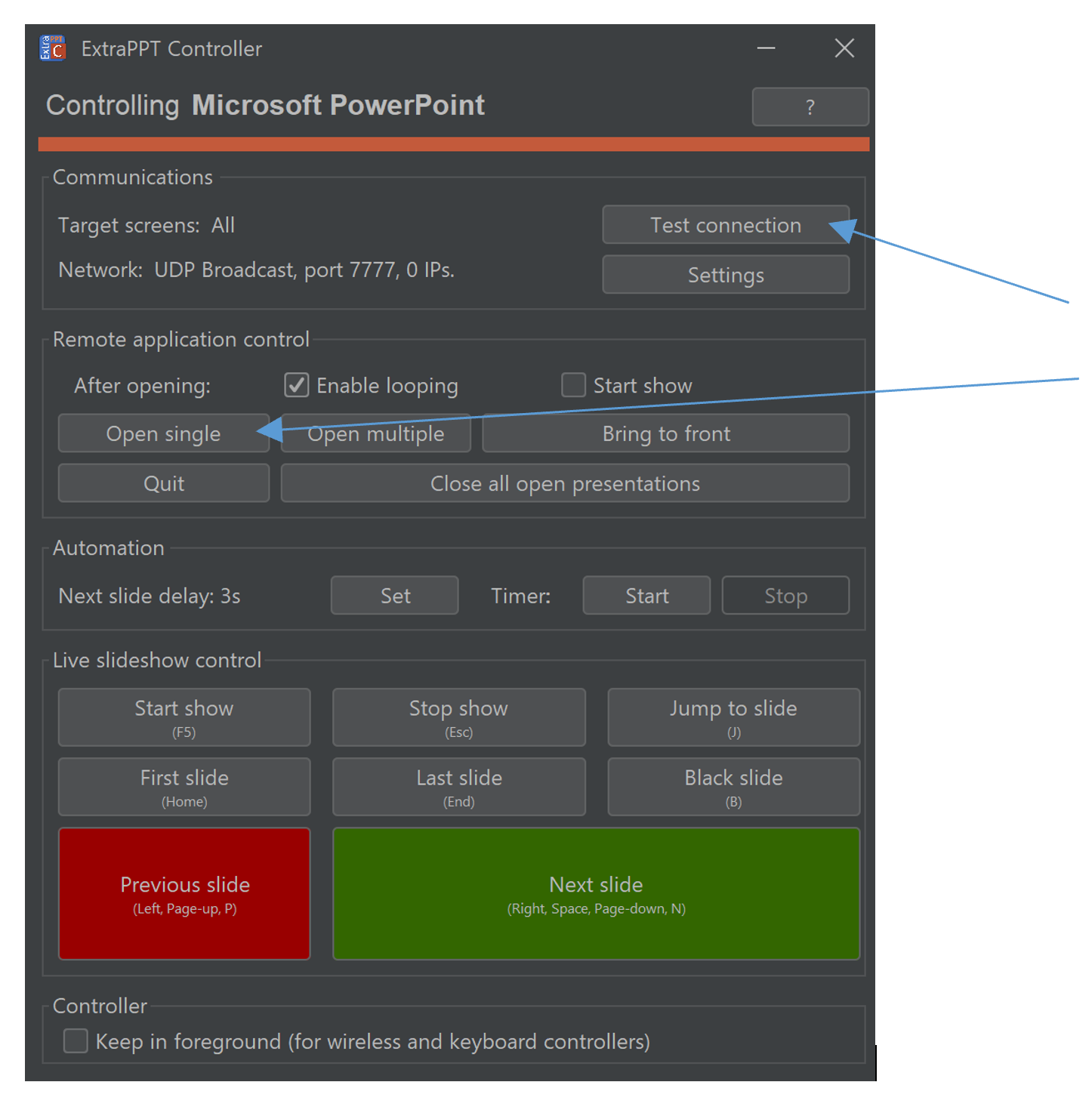 Screenshot of ExtraPPT Controller.