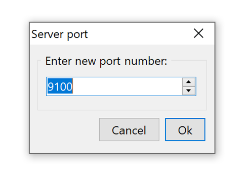 Screenshot of the window for editing port number.