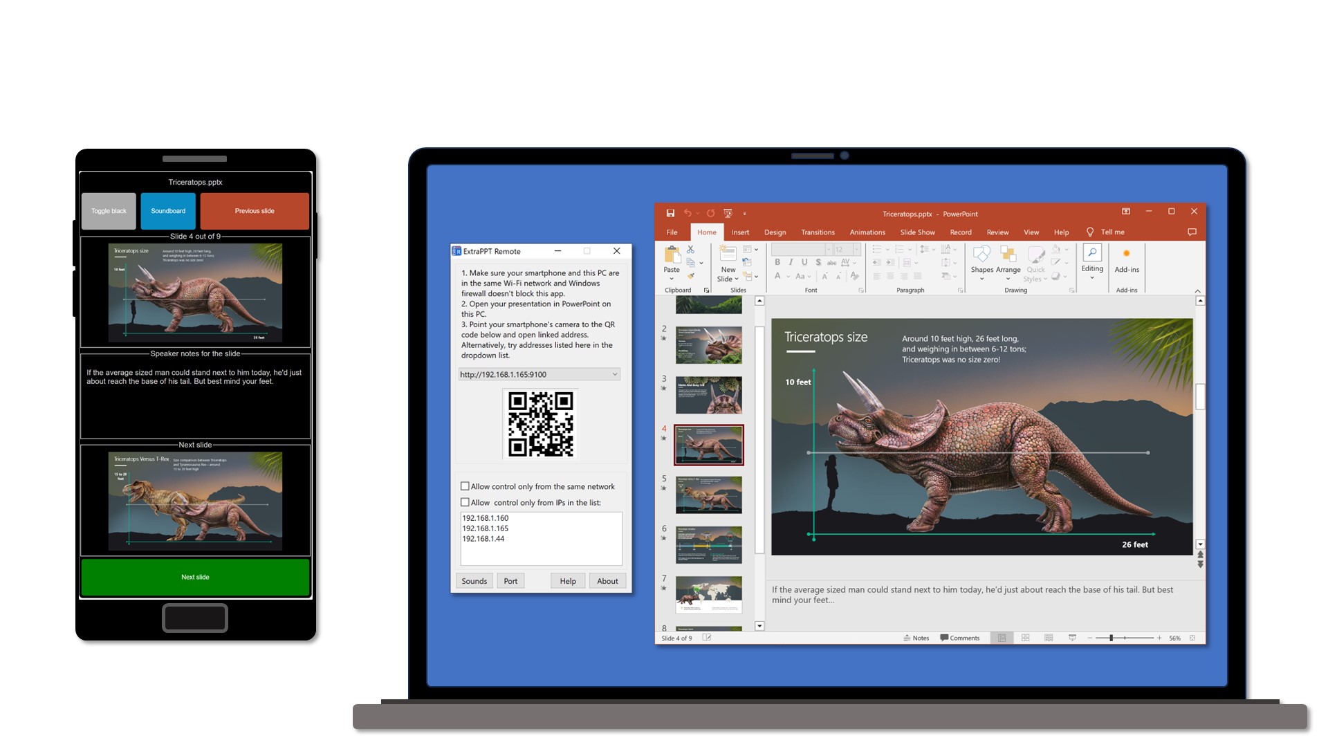 ExtraPPT Remote app as a solution.